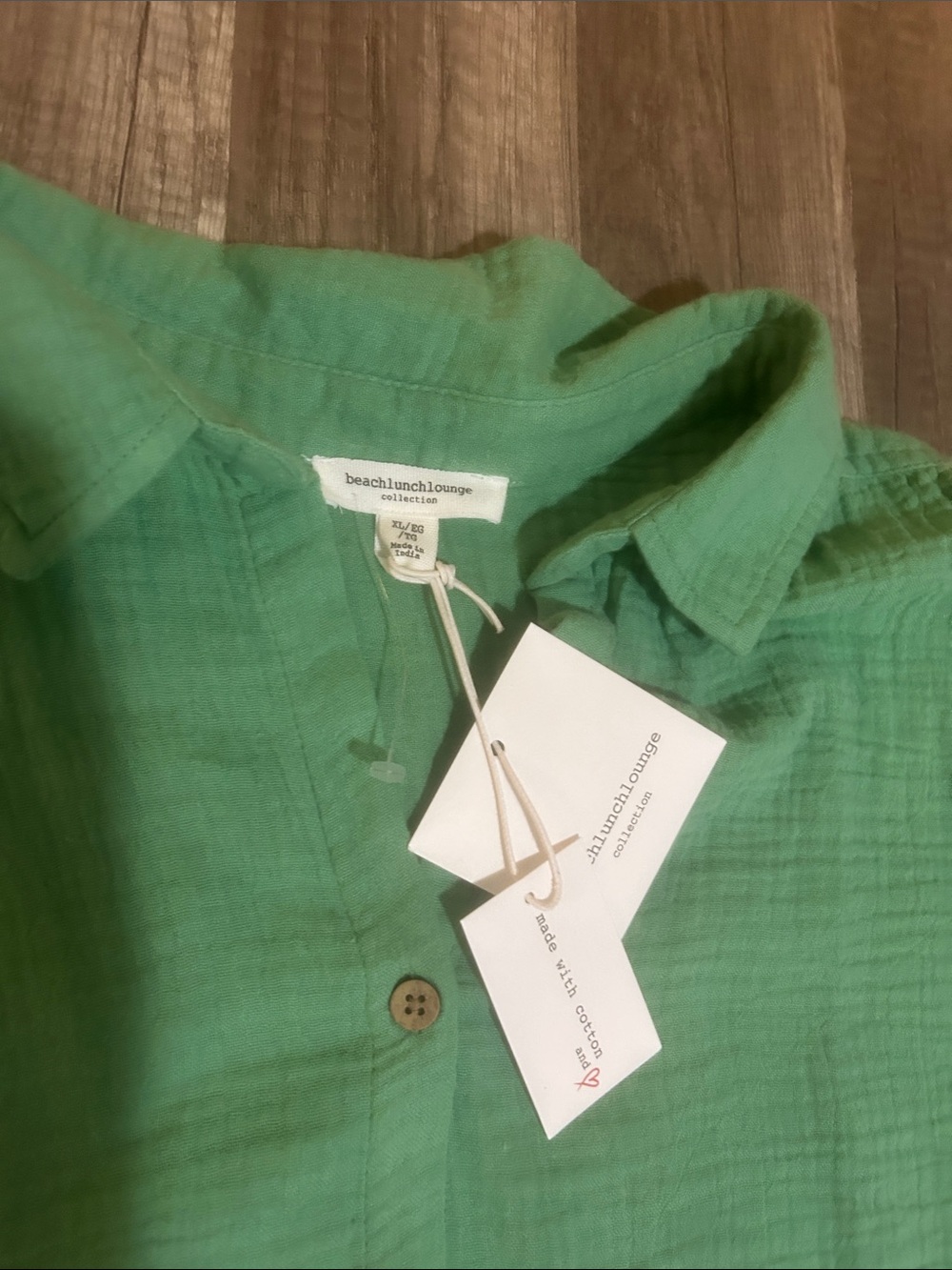 beachlunchlounge Women’s Shirt Green Lightweight Button-Front 100% Cotton - XL - Picture 2 of 8